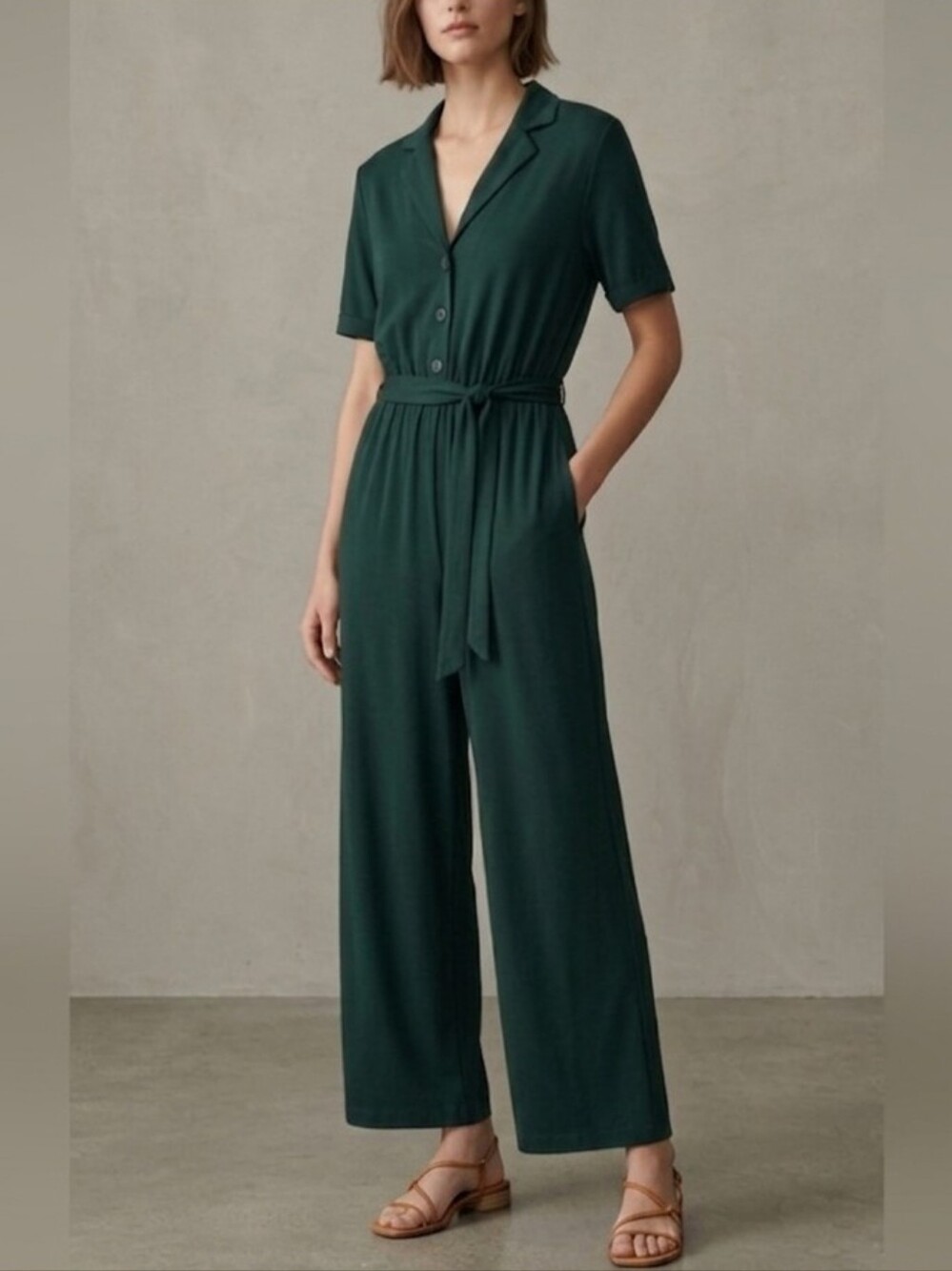 Oak + Fort  Green Jumpsuit XS